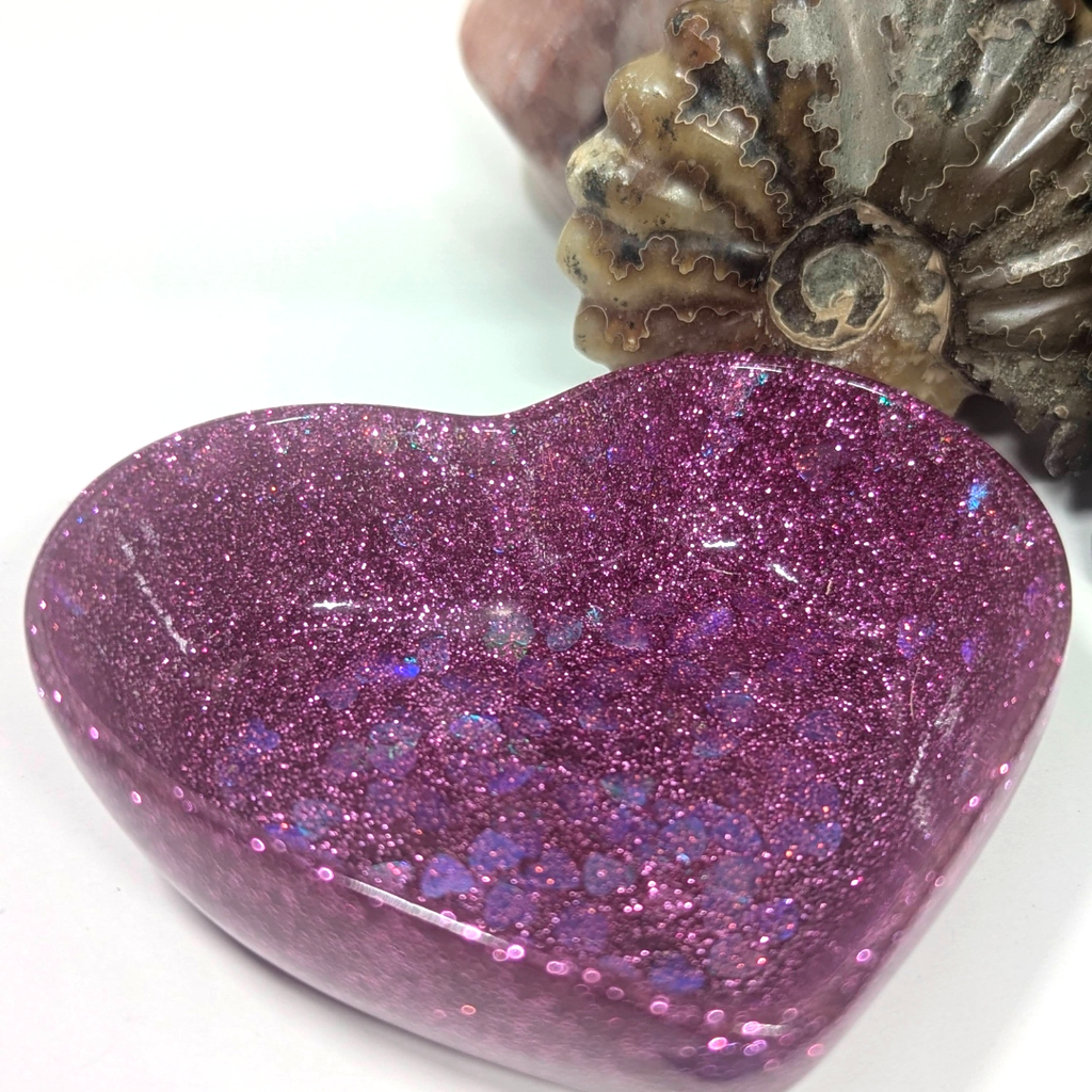 Pink Glitter Heart Resin Altar Bowl