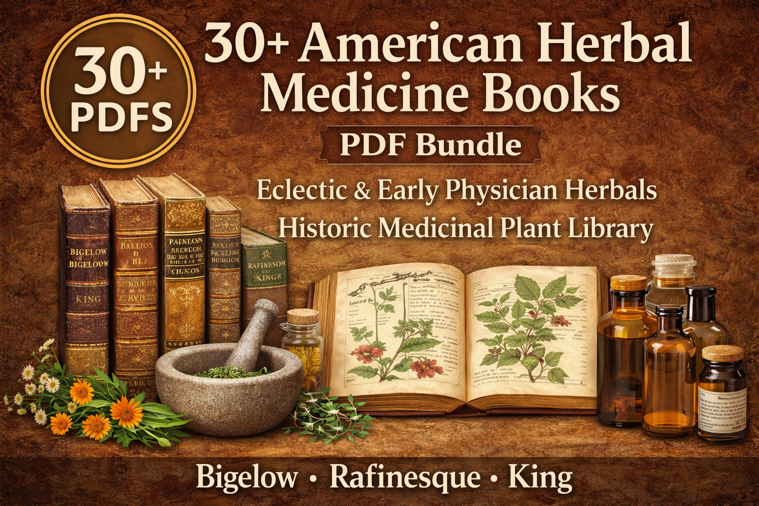 30+ American Herbal Medicine Books PDF Bundle | Eclectic & Early Physician Herbals | Historic Medicinal Plant Library | Instant Download