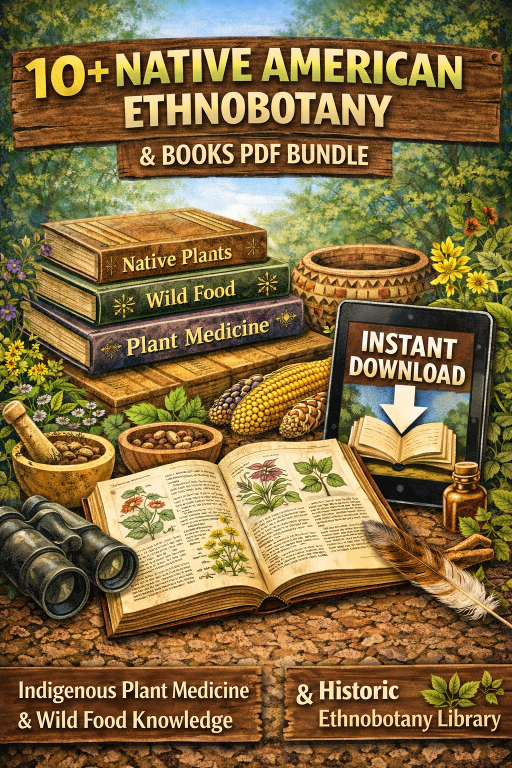 10+ Native American Ethnobotany Books PDF Bundle | Indigenous Plant Medicine & Wild Food Knowledge | Historic Ethnobotany Library | Instant Download