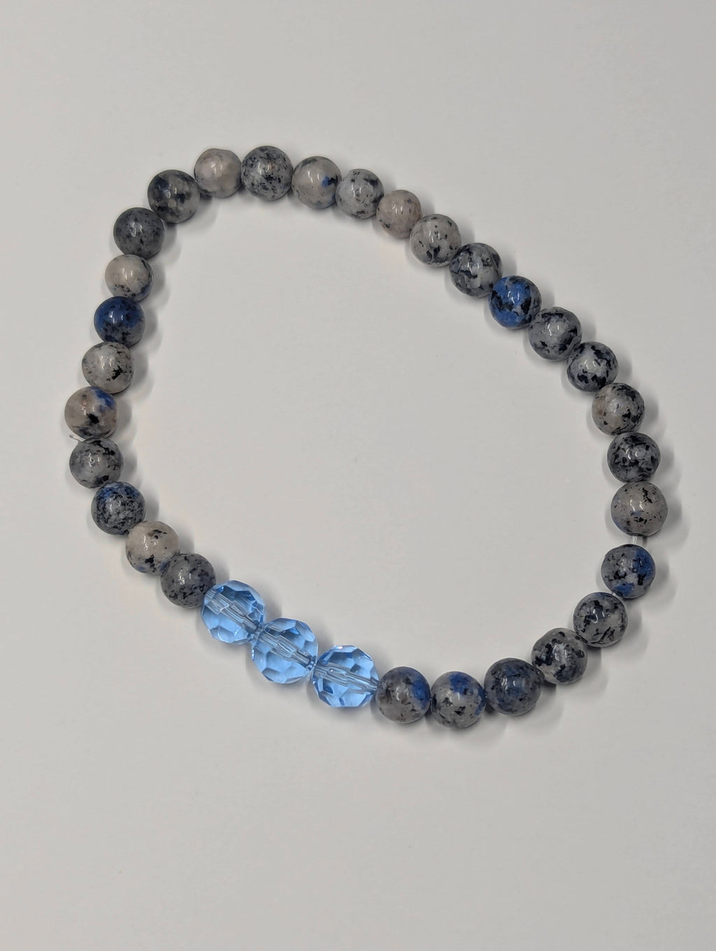 Tideglass Blue Crystal & Granite Stretch Bracelet