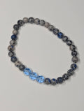 Tideglass Blue Crystal & Granite Stretch Bracelet