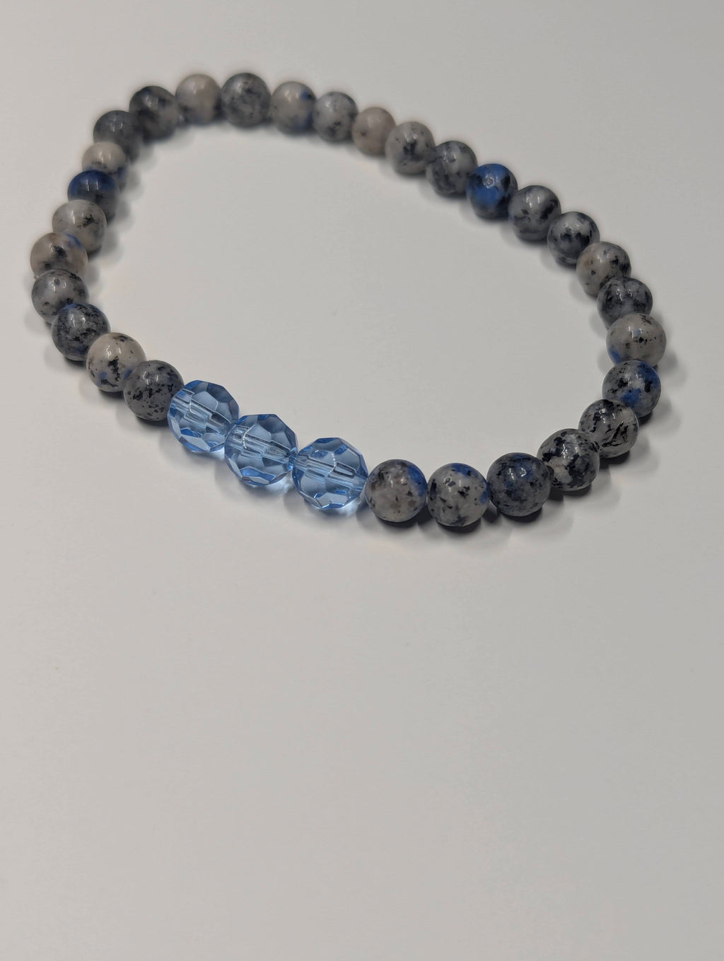 Tideglass Blue Crystal & Granite Stretch Bracelet
