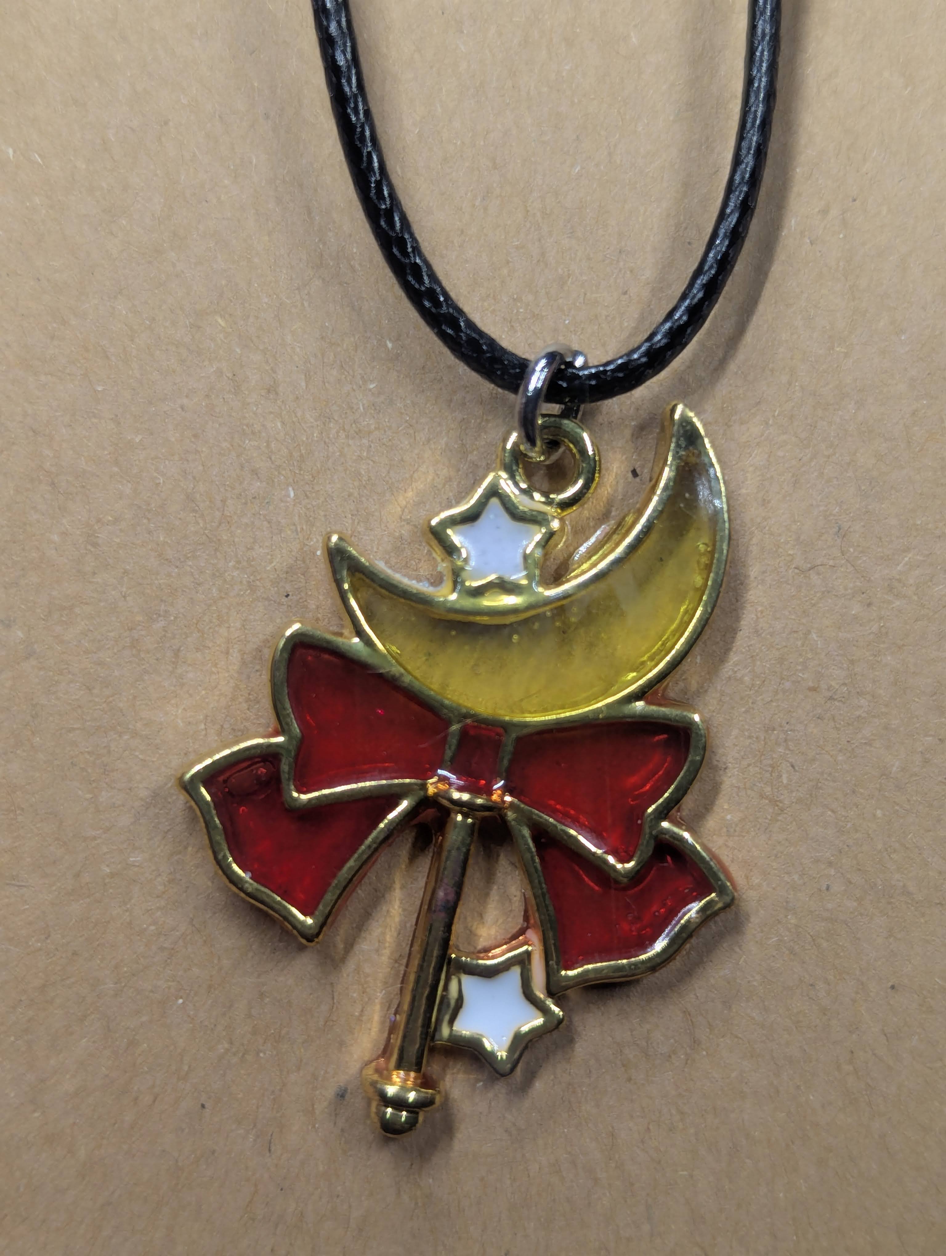 Celestial Wand Moon & Star Leather Necklace