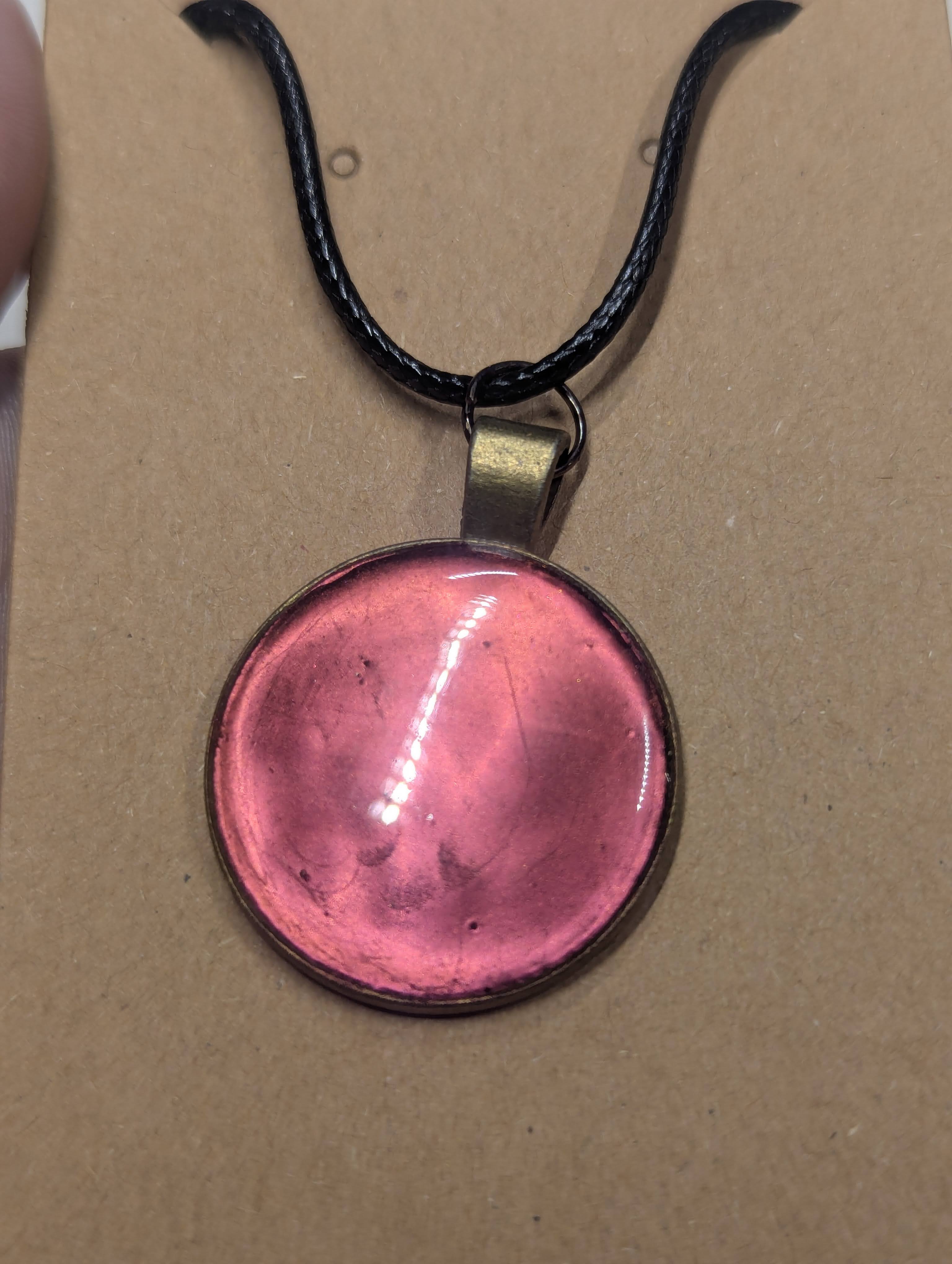 Emberglow Color‑Shift Resin Pendant on Leather Cord
