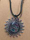 Solar Flare Resin Sun Pendant on Leather Cord