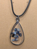 Lapis Teardrop Wisdom Talisman on Leather Cord