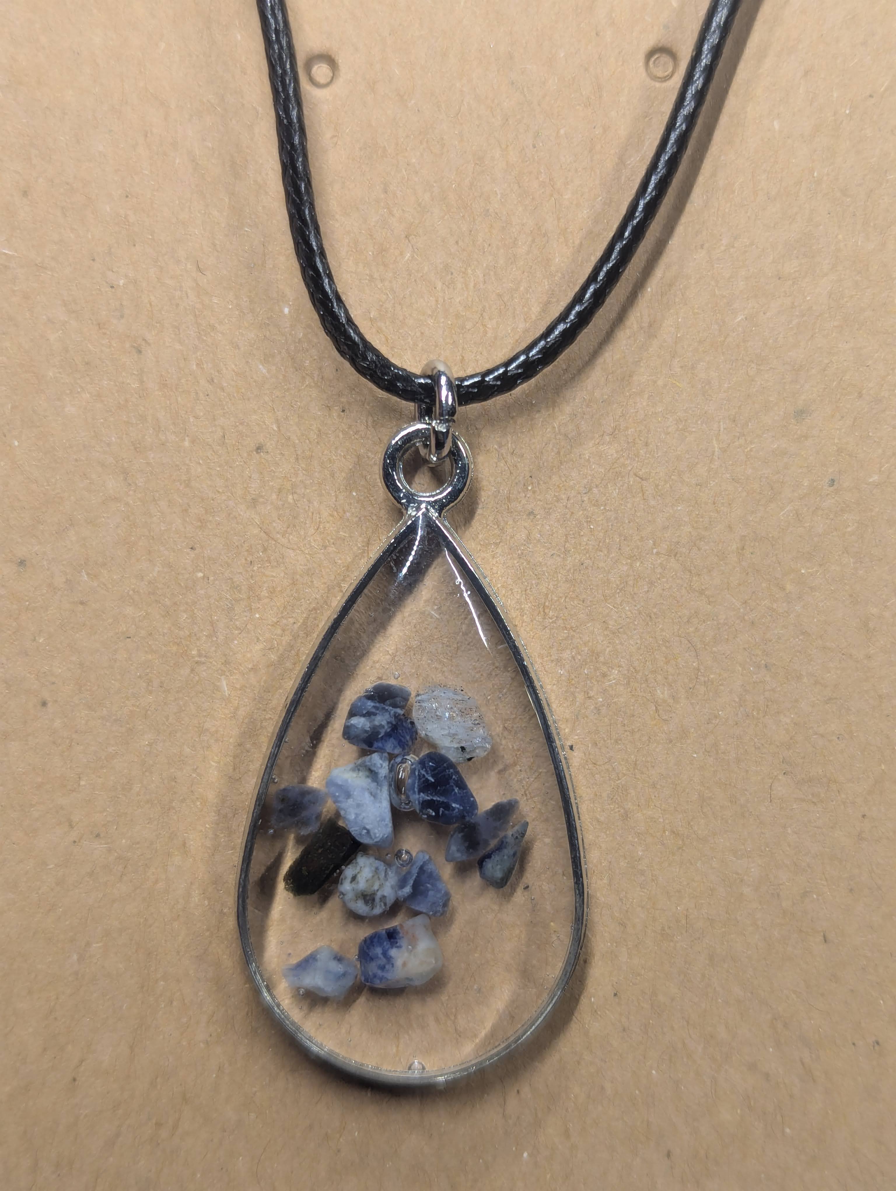 Lapis Teardrop Wisdom Talisman on Leather Cord