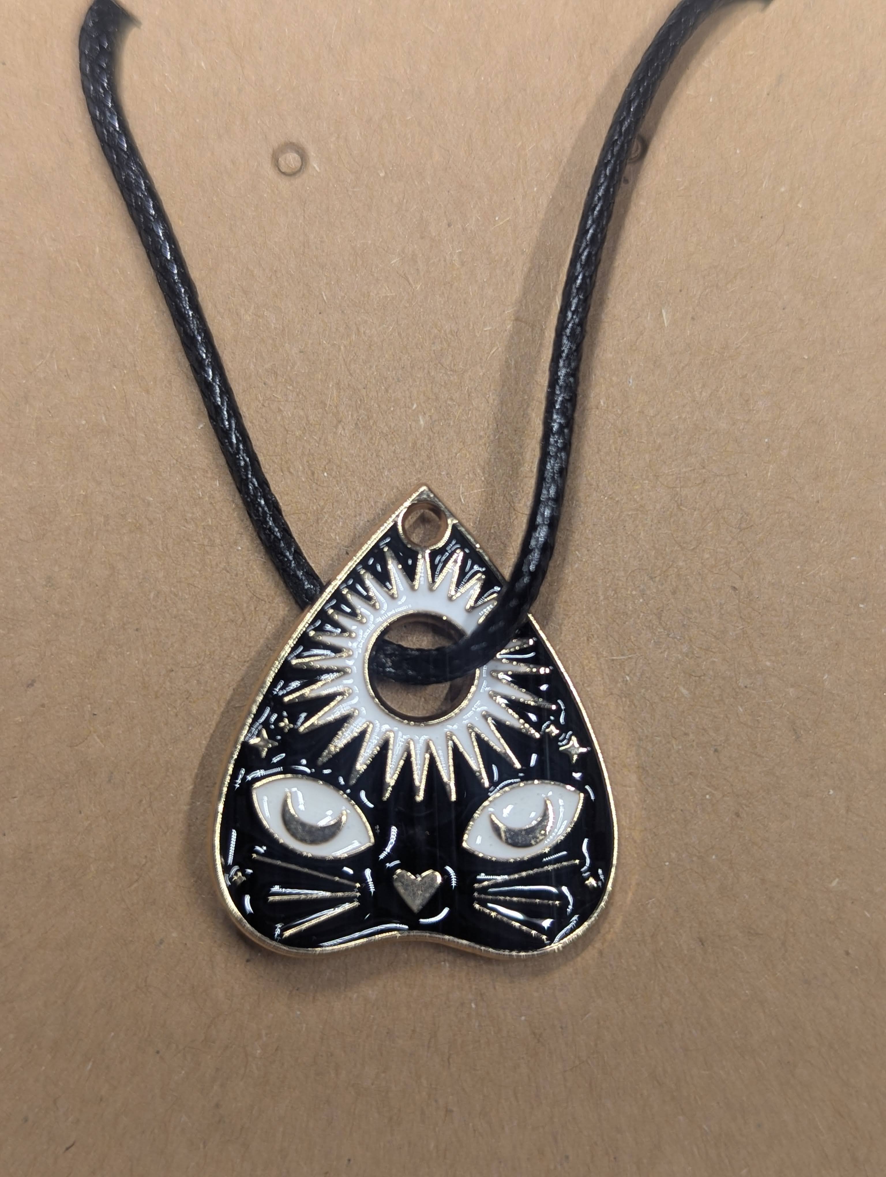 Third Eye Familiar Cat Necklace on Leather Cord