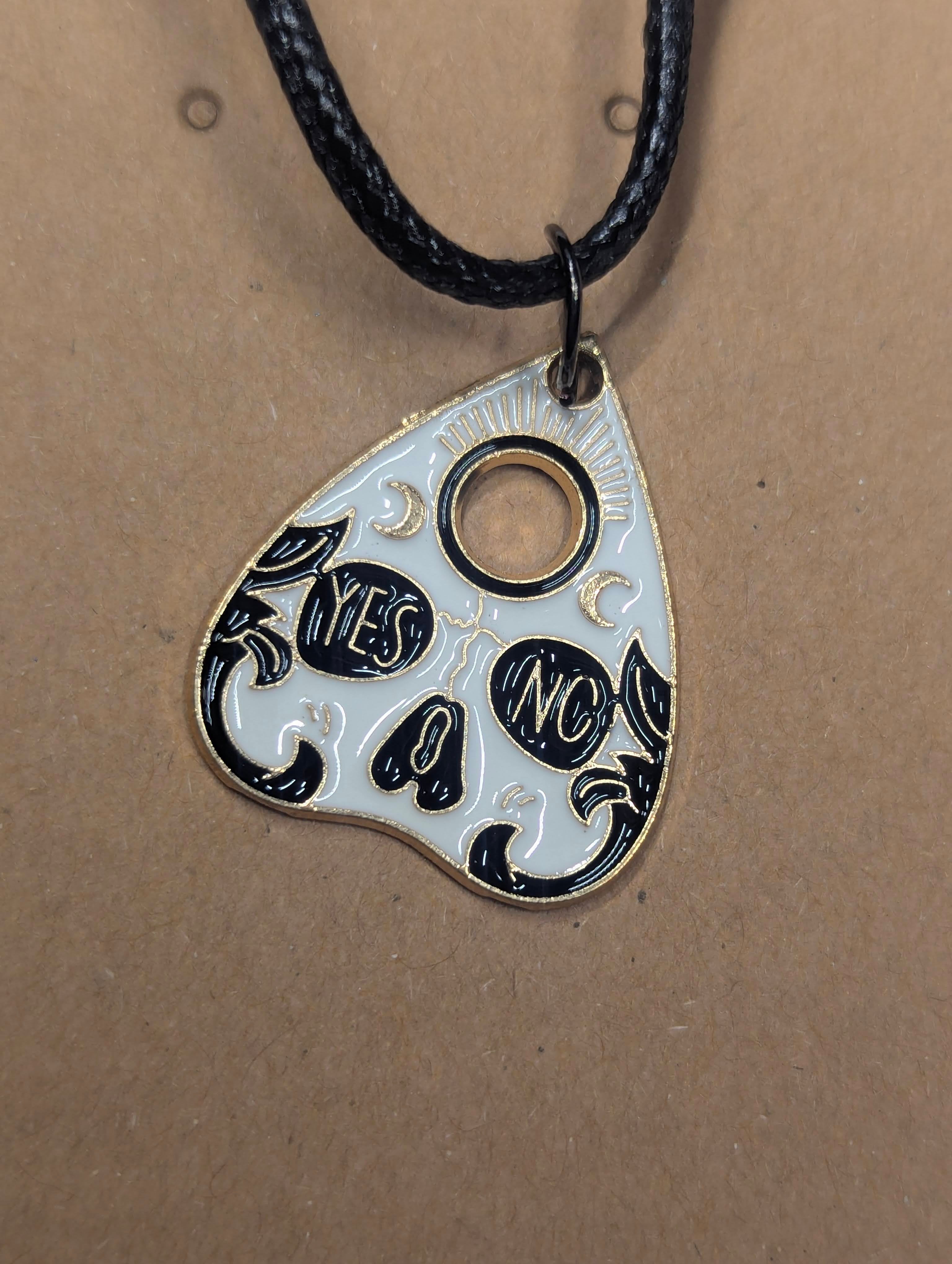 Spirit Board Planchette Necklace on Leather Cord