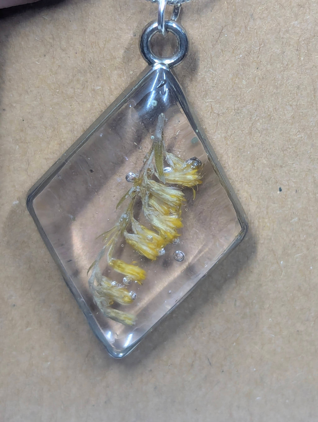 Goldenrod Field Resin Pendant on Stainless Chain