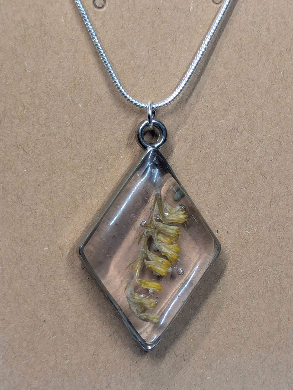 Goldenrod Field Resin Pendant on Stainless Chain