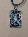 “Wheel of Fortune” Tarot Card Necklace on Leather Cord