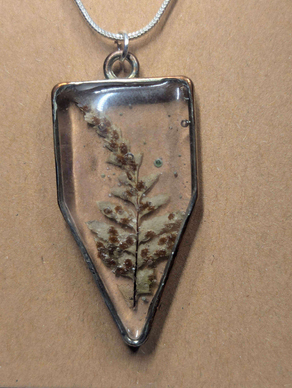 Spores & Fronds Fern Specimen Necklace on Stainless Chain