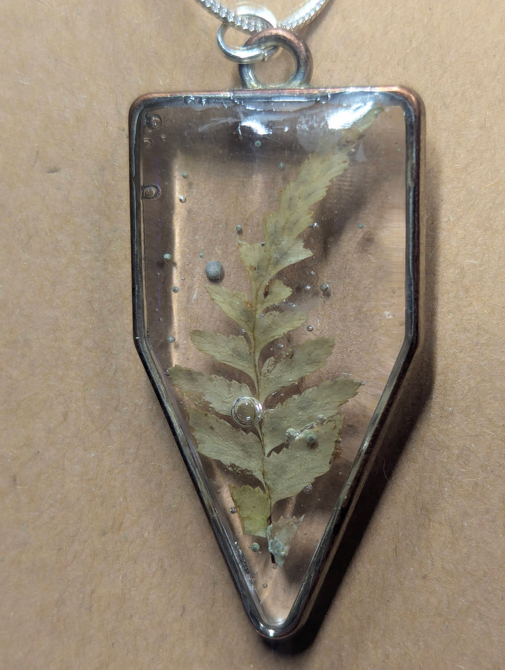 Spores & Fronds Fern Specimen Necklace on Stainless Chain