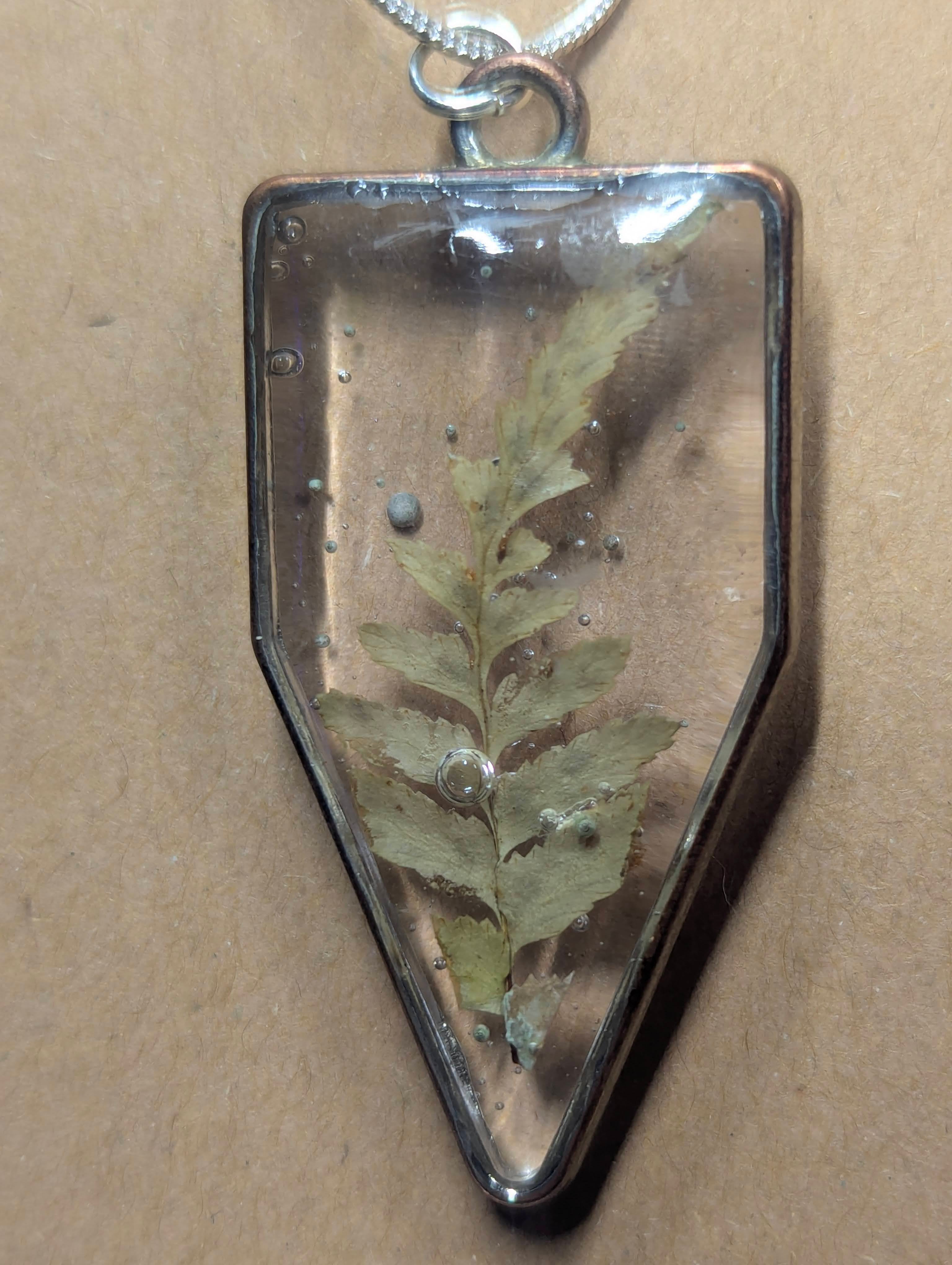 Spores & Fronds Fern Specimen Necklace on Stainless Chain
