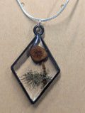 Tiny Forest Floor Mushroom Terrarium Necklace on Stainless Chain