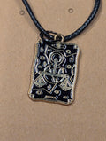 “Justice” Tarot Card Necklace on Leather Cord