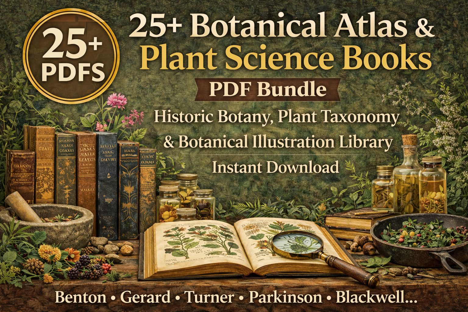 25+ Botanical Atlas & Plant Science Books PDF | Historic Botany, Plant Taxonomy & Botanical Illustration Library | Instant Download
