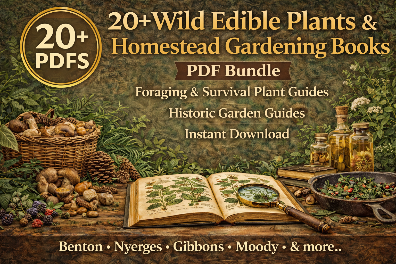20+ Wild Edible Plants & Homestead Gardening Books PDF | Foraging, Survival Food Plants & Historic Garden Guides | Instant Download