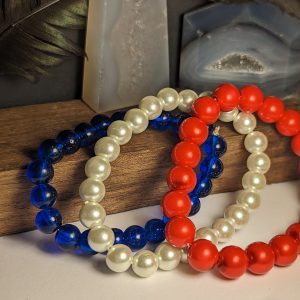 3 piece stretch bracelet red white blue