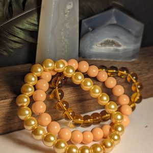 stretch bracelet gold peach tan
