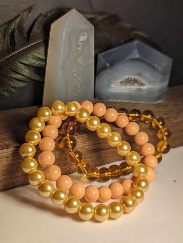 stretch bracelet gold peach tan