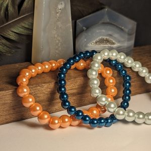 stretch bracelet salmon teal pearl