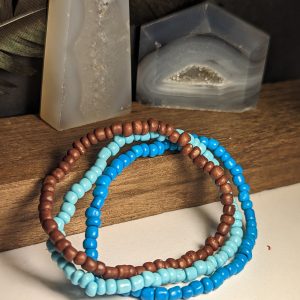 stretch bracelet brown cyan teal