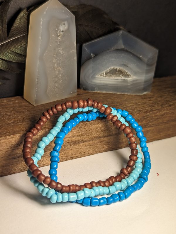 stretch bracelet brown cyan teal