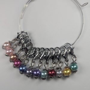 Rainbow Pearl Stitch Marker Set – 12 Piece