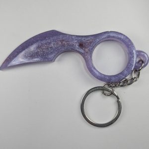 Purple Galaxy Resin Keychain – Curved Design