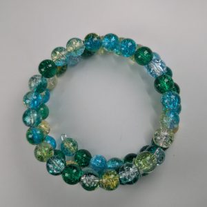 Green & Blue Cracked Glass Bead Bracelet