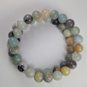Amazonite Bead Bracelet – Earthy Pastel Tones