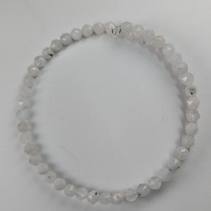 Moonstone Bead Bracelet – Faceted White Glow
